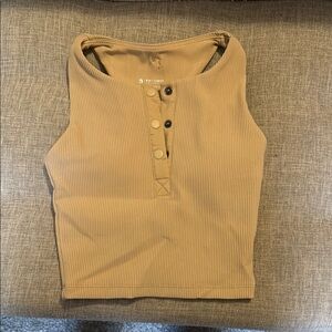 Tan Ribbed Activewear Cropped Top